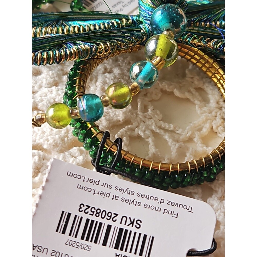 Pier 1 Dragonfly Beaded Napkin Ring Set Of 4 New With Tags - Picture 3 of 5